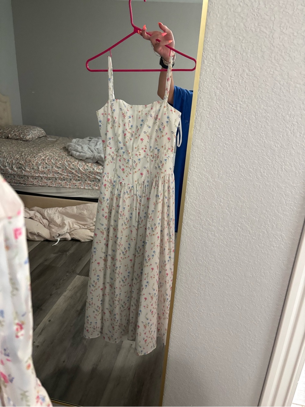 White floral long dress